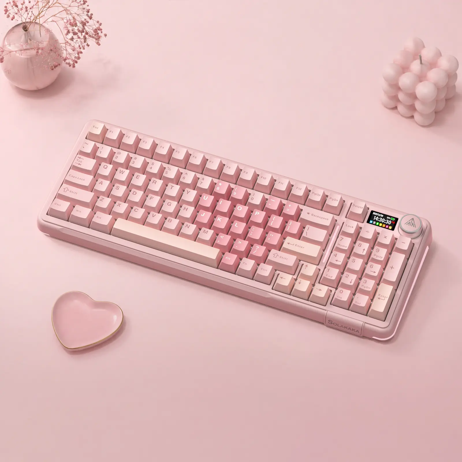 SOLAKAKA A99 Pro Aesthetic Mechanical Keyboard with LCD Screen & Knob, Creamy Wireless RGB Keyboard for Desk Setup, Hot Swappable Custom Keyboard