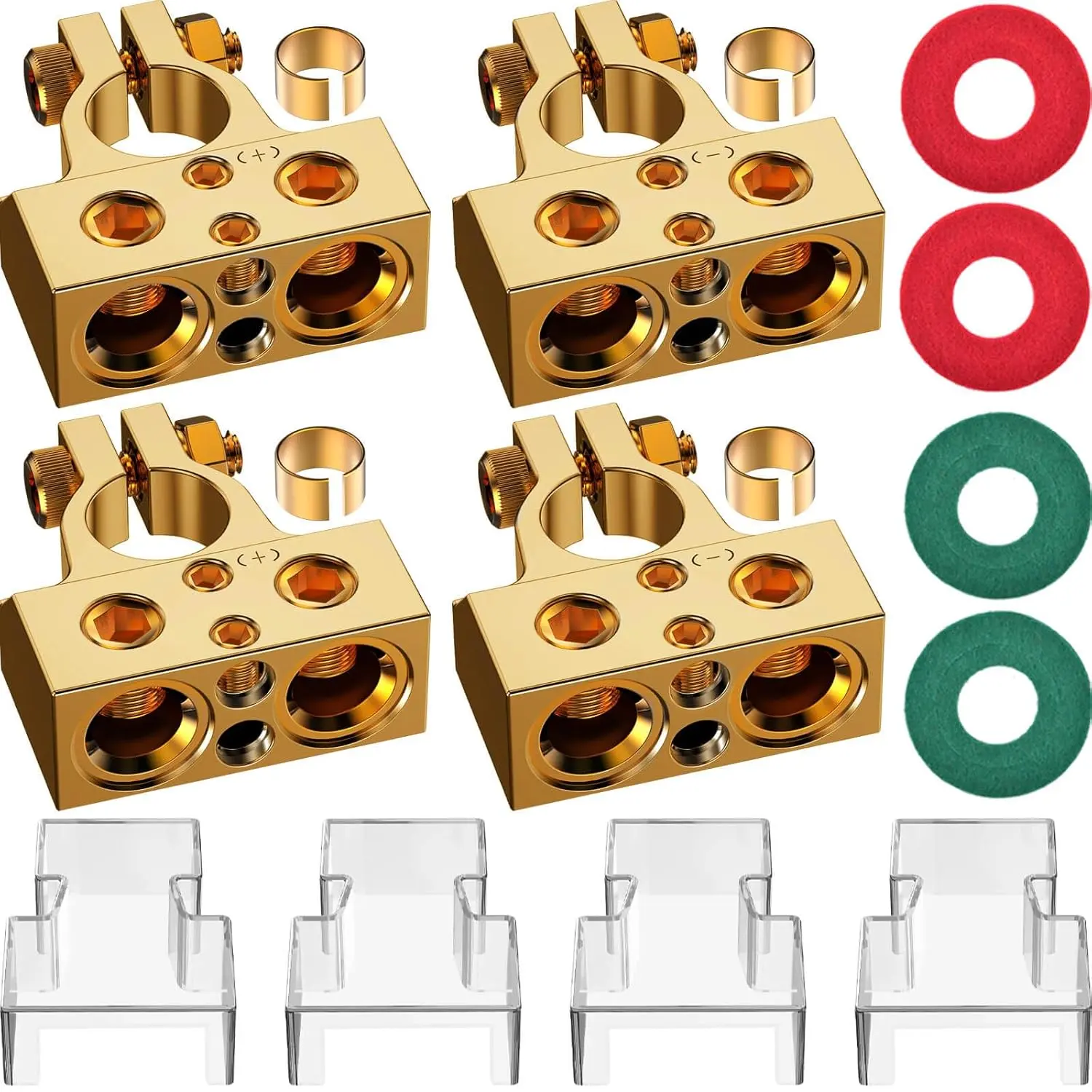 SUNMORN Battery Terminal Connectors, 0/2/4/6/8/10 AWG Battery Terminals, Heavy Duty Car Battery Terminal, Top Post Multiple Marine Superior Connectivity Long Lasting Easy to Install