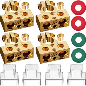 SUNMORN Battery Terminal Connectors, 0/2/4/6/8/10 AWG Battery Terminals, Heavy Duty Car Battery Terminal, Top Post Multiple Marine Superior Connectivity Long Lasting Easy to Install