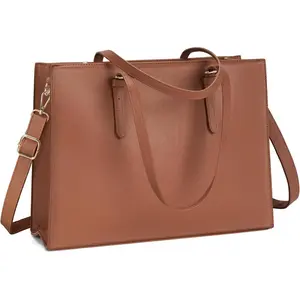 Laptop Bag for Women Waterproof Lightweight Leather 15.6 Inch Computer Tote Bag Business Office Briefcase Large Capacity Handbag Shoulder Bag Professional Office Work Bag