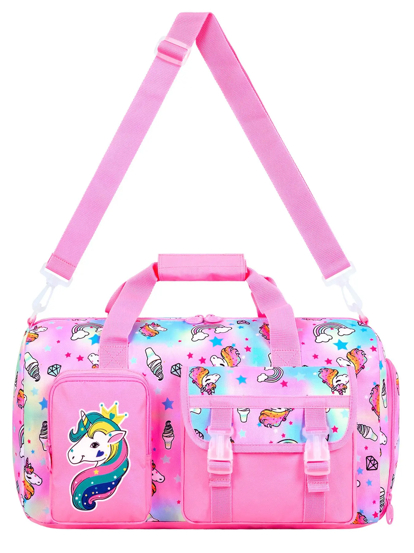 Cute Pink Unicorn Travel Bag – Spacious Carryall with Multiple Pockets, Lightweight for Dance Class, Camping & Weekend Getaways, Lightweight Travel Bags