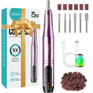 COSLUS Professional Electric Nail Drill Kit - Cordless Rechargeable with 6 Bits & 60 Sanding Bands for Acrylic Gel Nails - Lightweight Portable for DIY Manicure Pedicure - Quiet Low Heat Design - Ideal for Home Salon Use