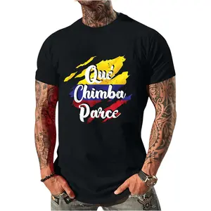 100% Cotton Qué Chimba Parce Colombian Slang Flag Vintage Colombia Flag T-Shirt