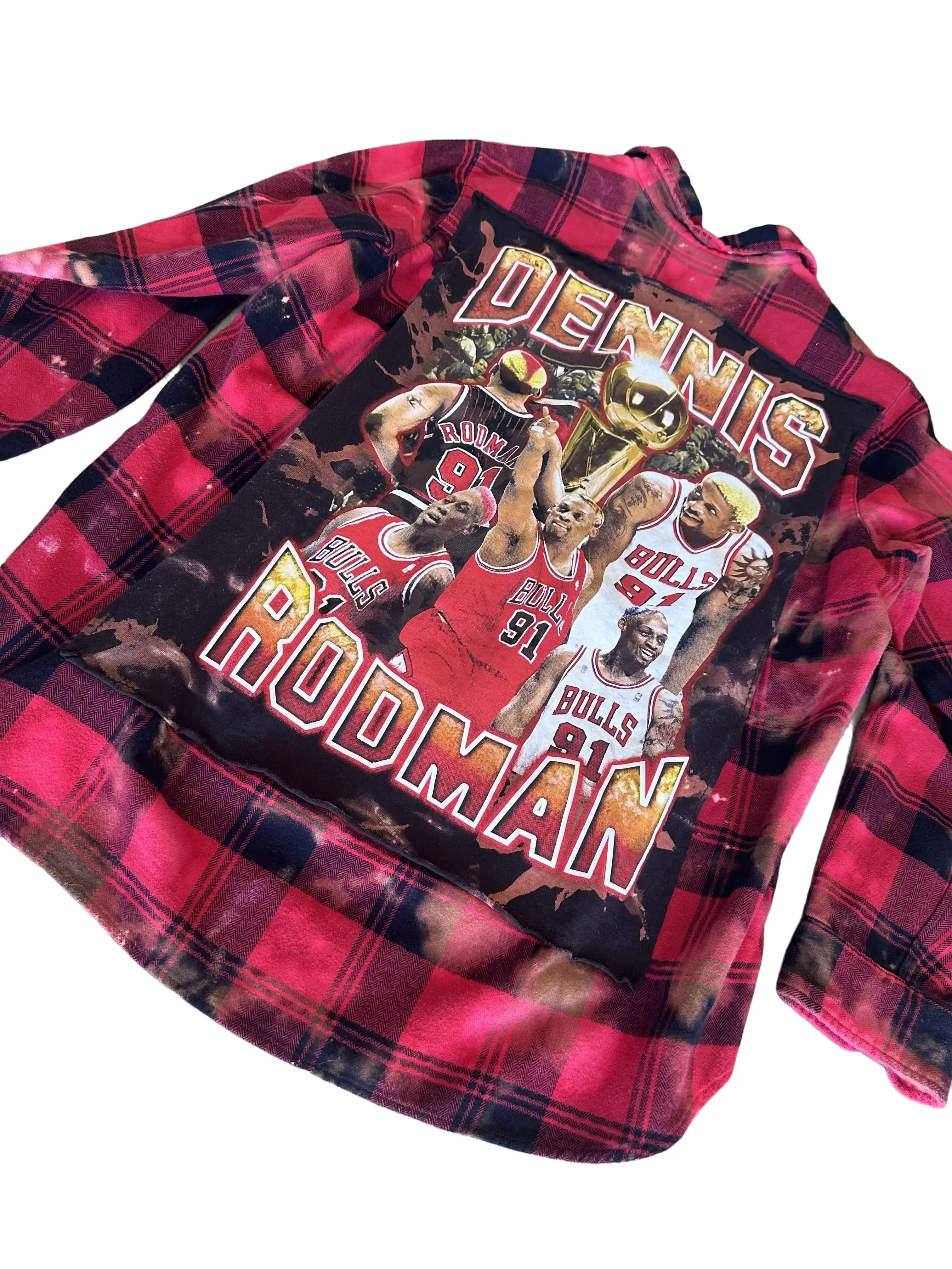 URBNVTG Upcycled 90s Inspired Rodman Flannel Red / Black