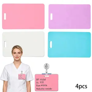 4pcs Erasable Badge Note, Erasable Badge Sticky Notes, Reusable Silicone Badge Notepad, Ballpoint Pen Write & Alcohol Erasure, Dual-Side Writable, Fade-Proof & No Blur