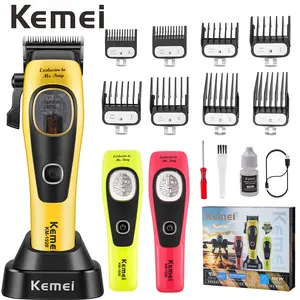 KEMEI 1920 & 1921 professional hair clippers for men, featuring a 9000 RPM vector motor, cordless design, and interchangeable covers. Delivers smooth, precise trimming performance — a perfect gift for barbers and home use.