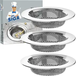MR.SIGA Kitchen Sink Strainer, Stainless Steel Sink Drain Strainer, Dishwasher Safe, Outer Diameter 4.4 inch/11.2cm, Inner Diameter 3 inch/7.6cm, Pack of 3