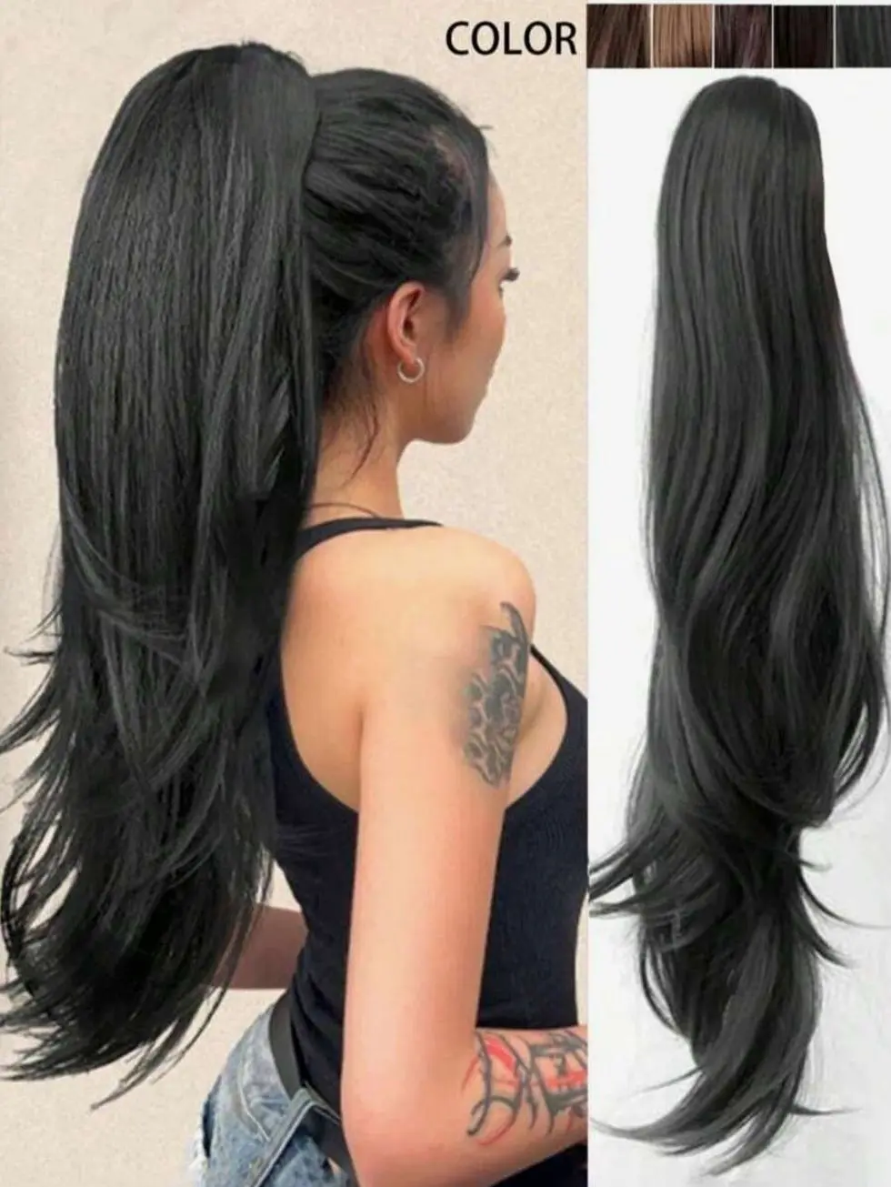 Curly Claw Clip Ponytail Extension, Messy Wavy Hairpiece for Instant Volume, Natural Looking Synthetic Hair for Daily Wear & Halloween Styling