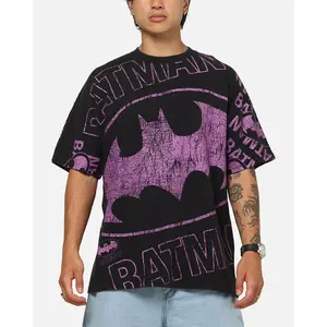 73Studio X DC Batman Logo All Over Print T-Shirt Black Wash