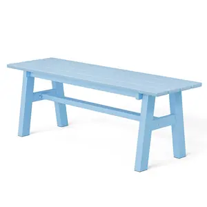 47” Outdoor Bench HDPE Patio Garden Bench w/Metal Legs, Poly Lumber Outdoor Backless Bench, 660 LBS Capacity (Blue)