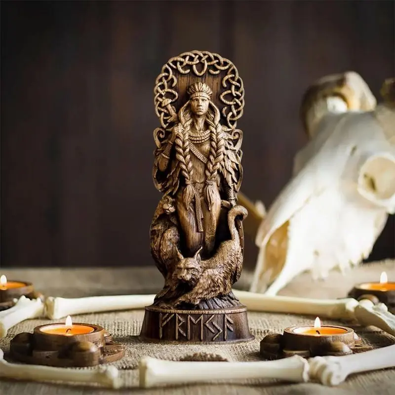 New Nordic Gods Statue Imitation Wood Carving Resin Ornament Resin Craft Mythical Ornament Thor Divine Decoration, Collectible Figurine, Decorative Figurine, Religious Home Decor, Religious Ornaments, Religious Decorations, Spiritual Decor