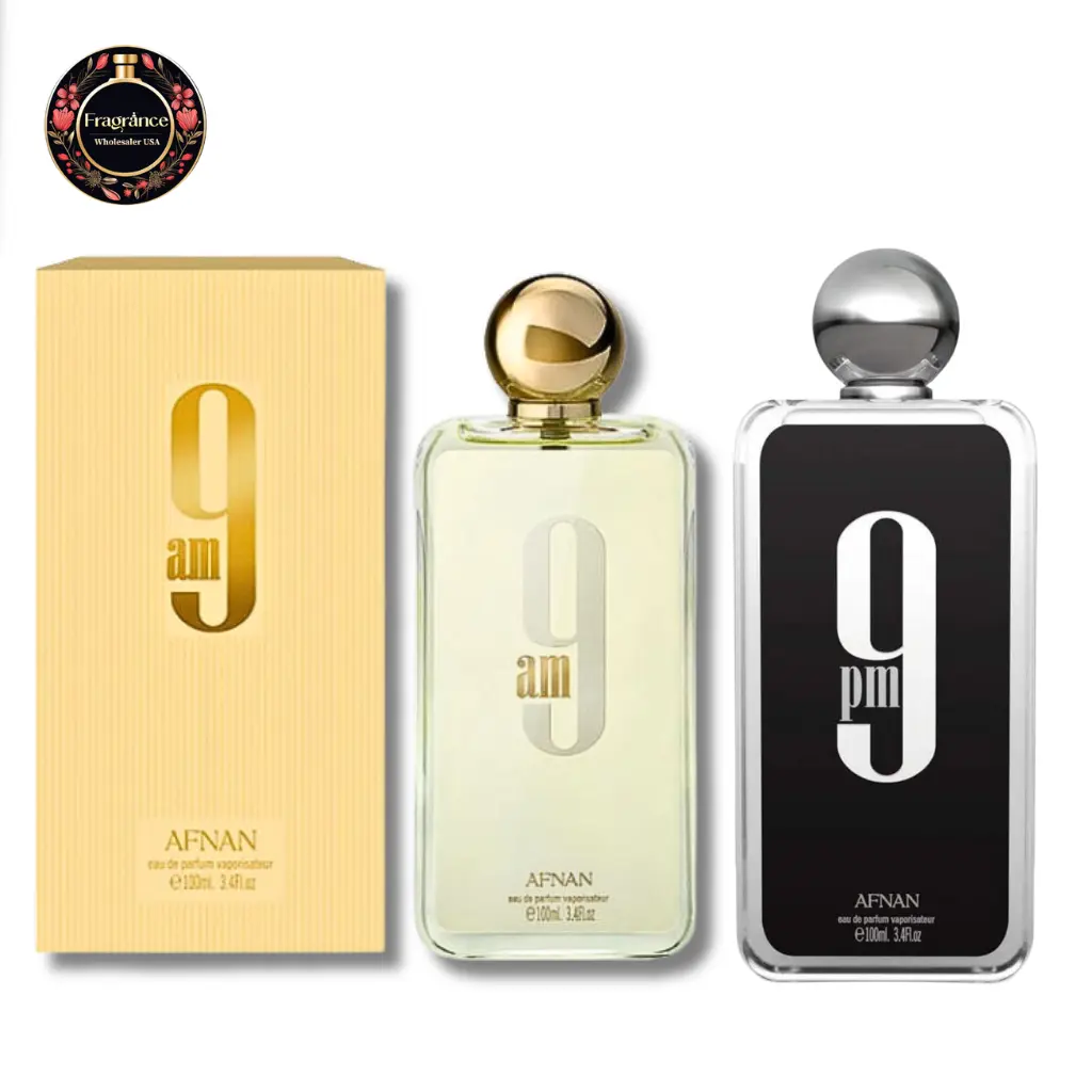 Afnan 9am & 9pm Perfume Set - Day & Night Aromatic Spicy Perfume Duo, 2 x 3.4 fl.oz Unisex Eau De Parfum with Citrus & Wood Notes for Adults, Edp Liquid Perfumes