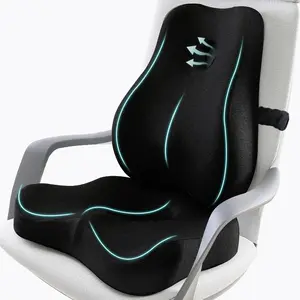GeeYan Ergonomic Seat Cushion & Lumbar Support Pillow Set for Office Chair & Car Seat | Sciatica Pain Relief, Memory Foam Back & Tailbone Cushion