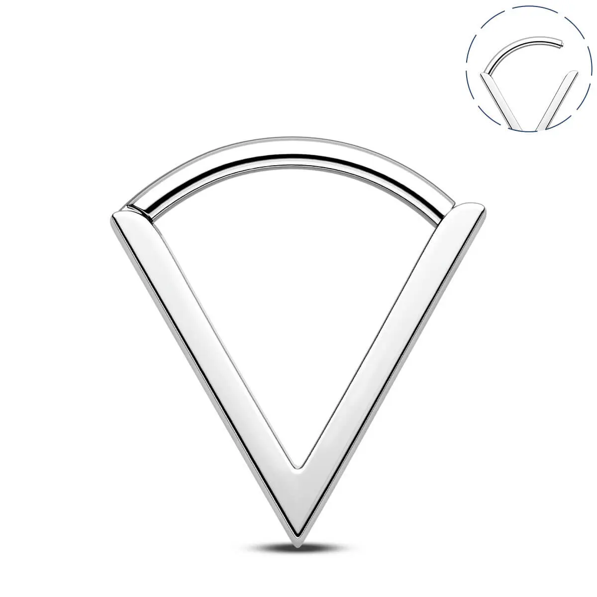OUFER BODY JEWELRY Geometric Triangle Septum Nose Ring, 16G 10mm ASTM F-136 Titanium 6Al-4V-Eli Hoop, Comfortable Hypoallergenic Hinged Piercing Jewelry for Women