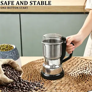 Electric grinder, 300W powerful fast grinding for dry spices and flower buds with brush, one-button switch, convenient powder grinder suitable for herbs, spices, nuts, grains, and coffee beans