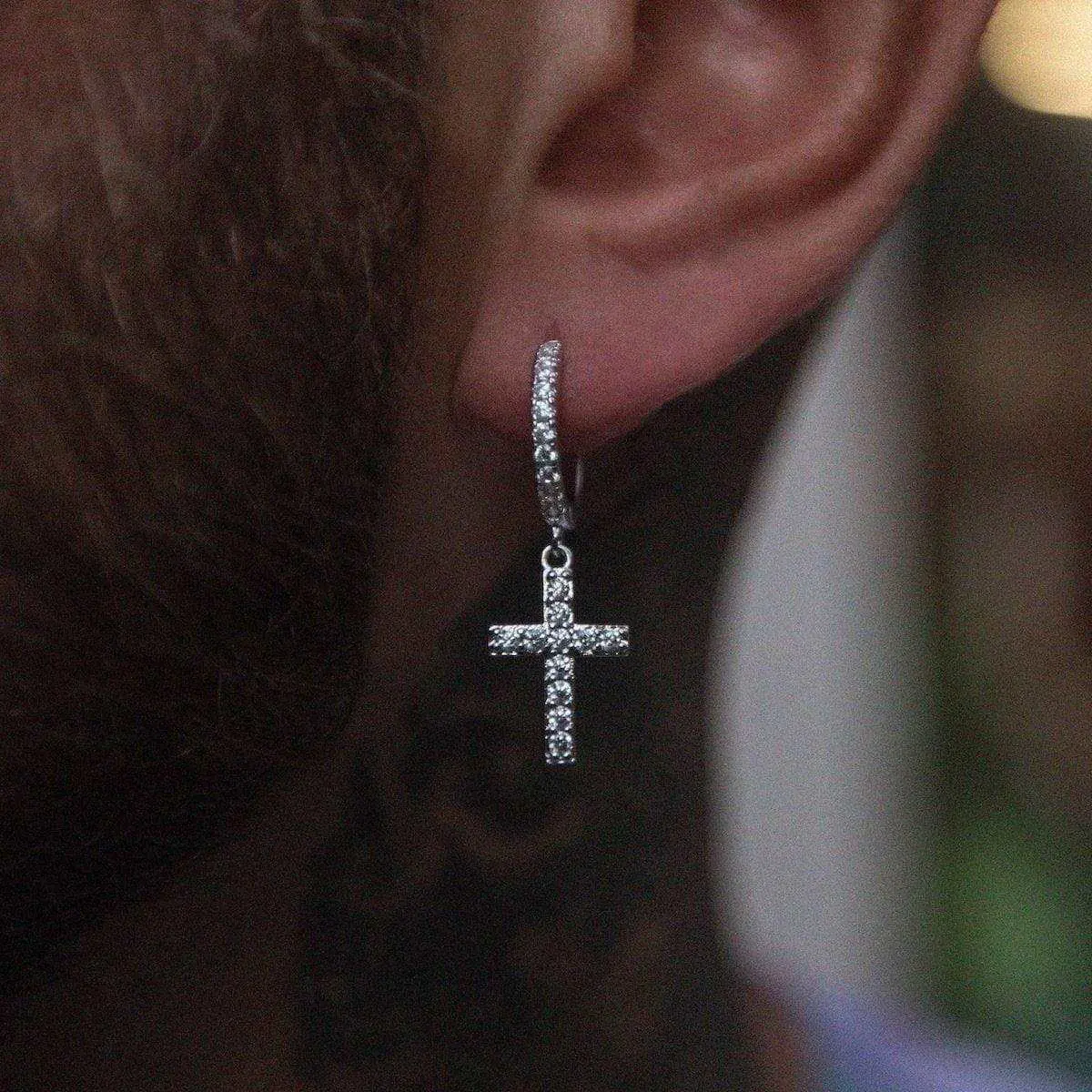 GLD Diamond Cross Hoop Earrings in White Gold - Perfect Gift #tiktokshopsummersale