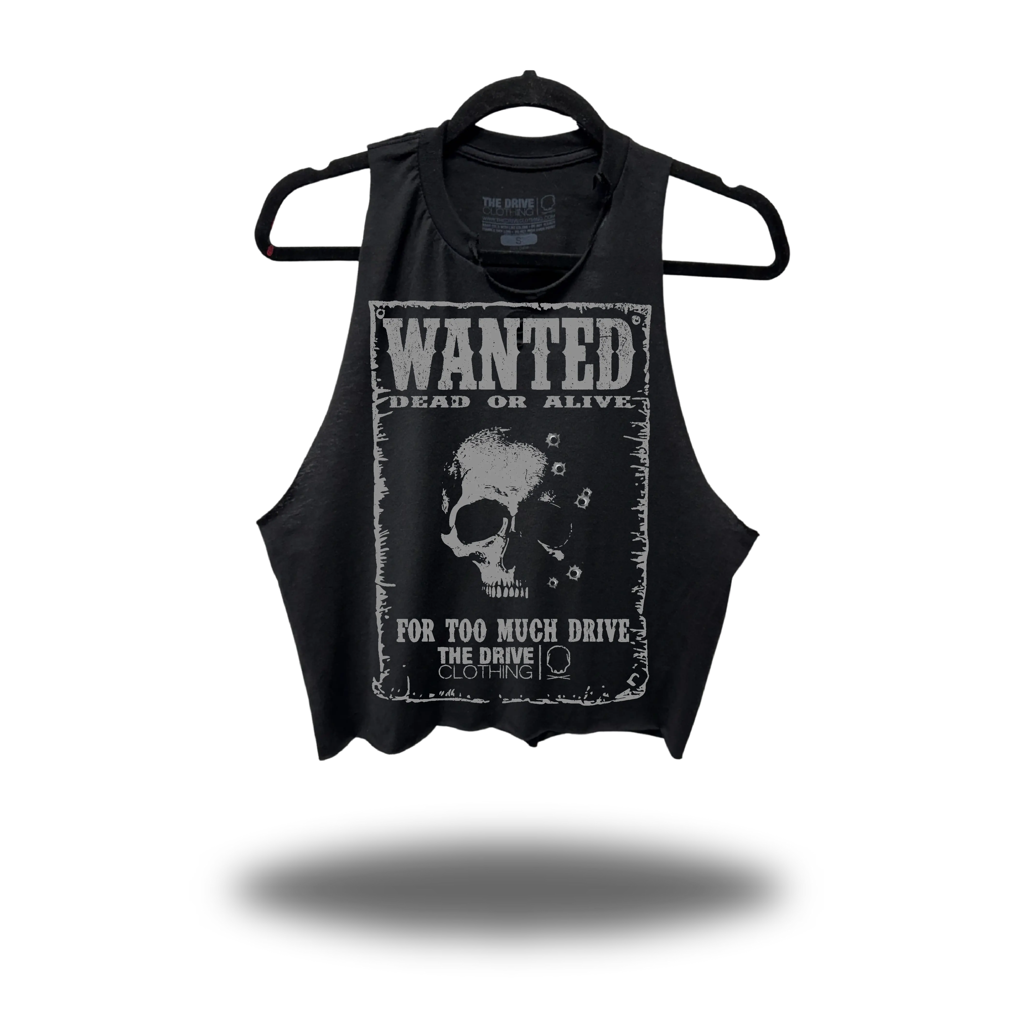 TheDriveClothing Wanted Road Rash Black Crop Stringer – Y2K Streetwear Crop Tank, TikTok Viral Biker Fashion, Grunge Goth Alt Girl Aesthetic, Urban Festival Gym Outfit, Skater Streetwear Summer Top