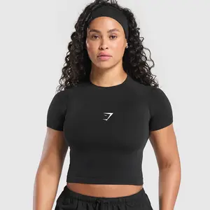 Women's Gymshark Short Sleeve Leggings Sports T-Shirt Quick Dry Yoga Top Soft Running Fitness Clothing