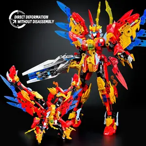 Dual Form Phoenix Mecha Building Set, Building Blocks Model, No Disassembly Transformable Robot to Flying Bird Model, Display Figure with Fire Armor and Energy Weapons, Collectible Sci-Fi Mech Kit for Adults, Desk Decor and Gift