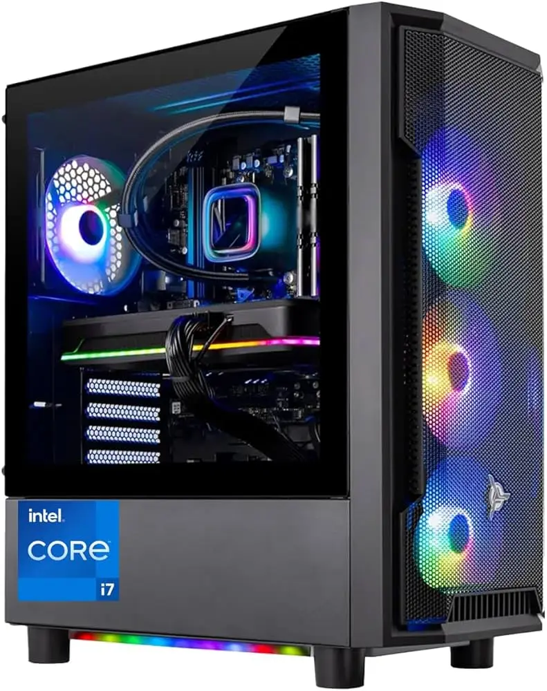 Desktop PC, Intel i7 14700F 2.1 GHz (5.3GHz Turbo), NVIDIA RTX 5060 Ti 16GB, 1TB Gen4 NVMe SSD, 16GB DDR5 RAM 5200, 650W Gold PSU, 360mm ARGB AIO, Wi-Fi, Win 11