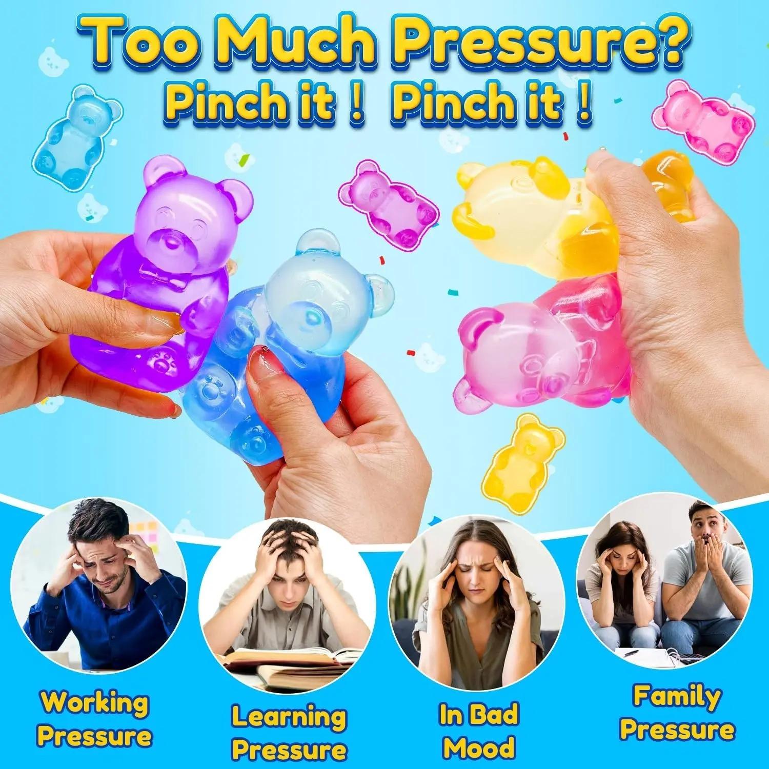 Gummy Bear Squishy Toy, Maltose Filled Slow Rebound Stress Relief Ball, Soft Squeeze Fidget for Anxiety, Sensory Decompression Toy for Kids & Adults