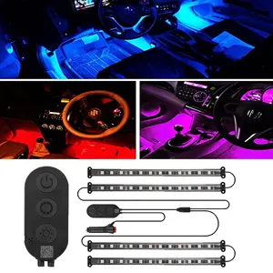 48 LED Car RGB Interior Lights Smart App Control with DIY & Music Modes 2 Lines Design 12V Car Decorations Kit for Women Men