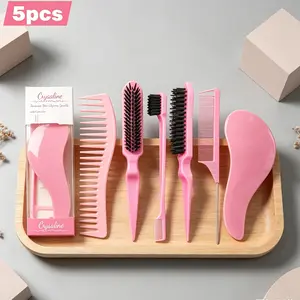Five-Piece Crescent Hair Comb Set, Ergonomic Scalp Massager, Wide Teeth Tail Combs, Hair Styling Tools, Women's Beauty Personal Care