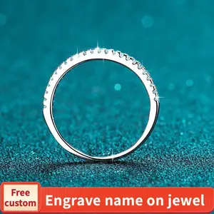 S925 Sterling Silver One-Line Band Ring Synthetic Moissanite fashion jewelry accessory woman girl promise ring-209