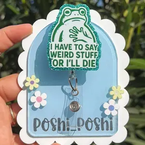 Funny meme Badge reel/i have to say weird stuff or I’ll die id holder / Retractable ID / funny dog meme / student nurse gift / coworker gift