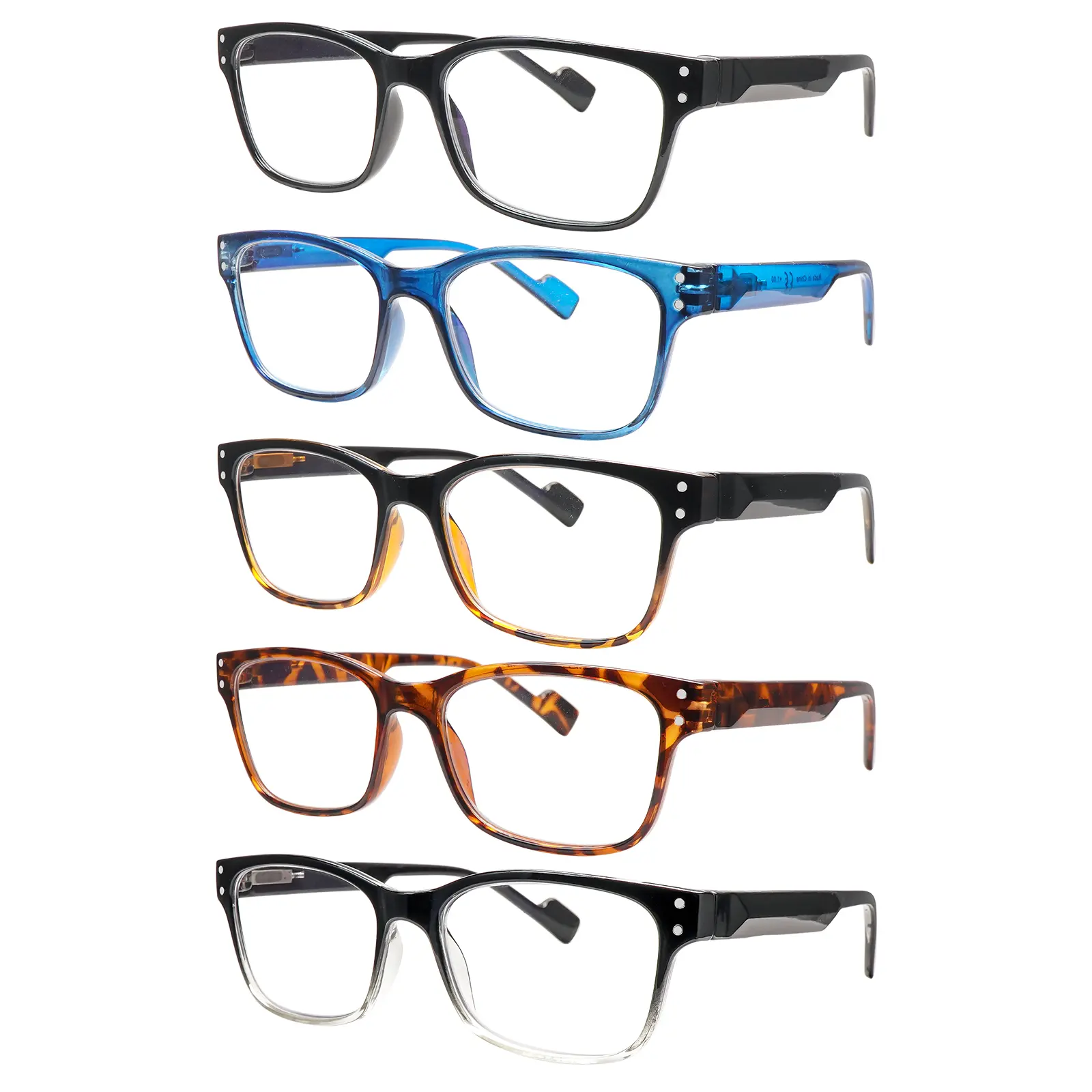 5-Pack  Anti-Blue Light Reading Glasses Unisex design with spring hinges to accommodate multiple wearers Premium anti-blue light lenses effectively block harmful blue light Uv protection Ideal for daily commuting ,office work reading, Mix Color gifts