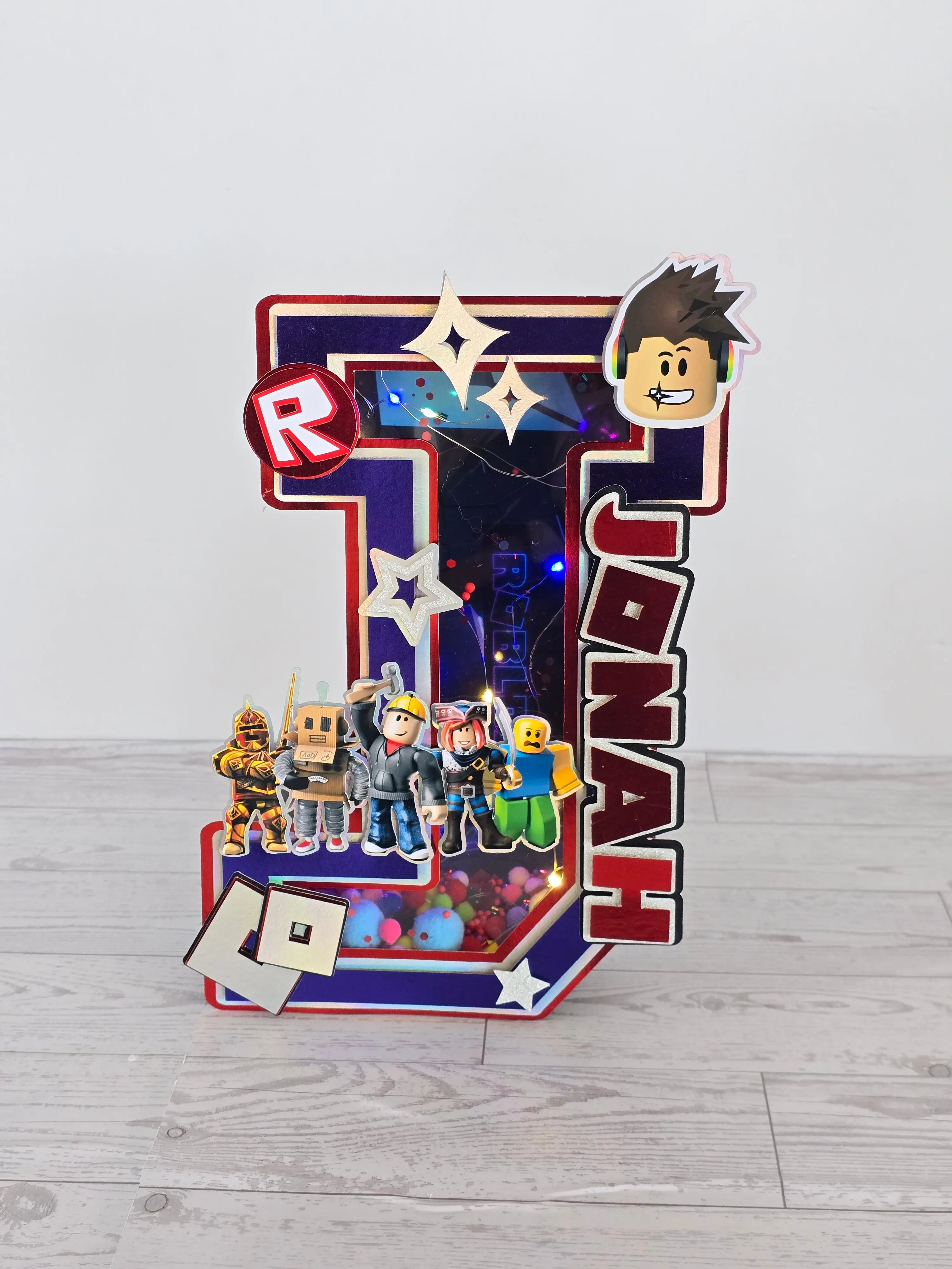 Customizable Bold 3D Finish Handmade Light-Up Letters with Built-In Lights, Gaming Themed Individual Pack Home Supplies for Roblox Birthday Party, Baby Shower Decor