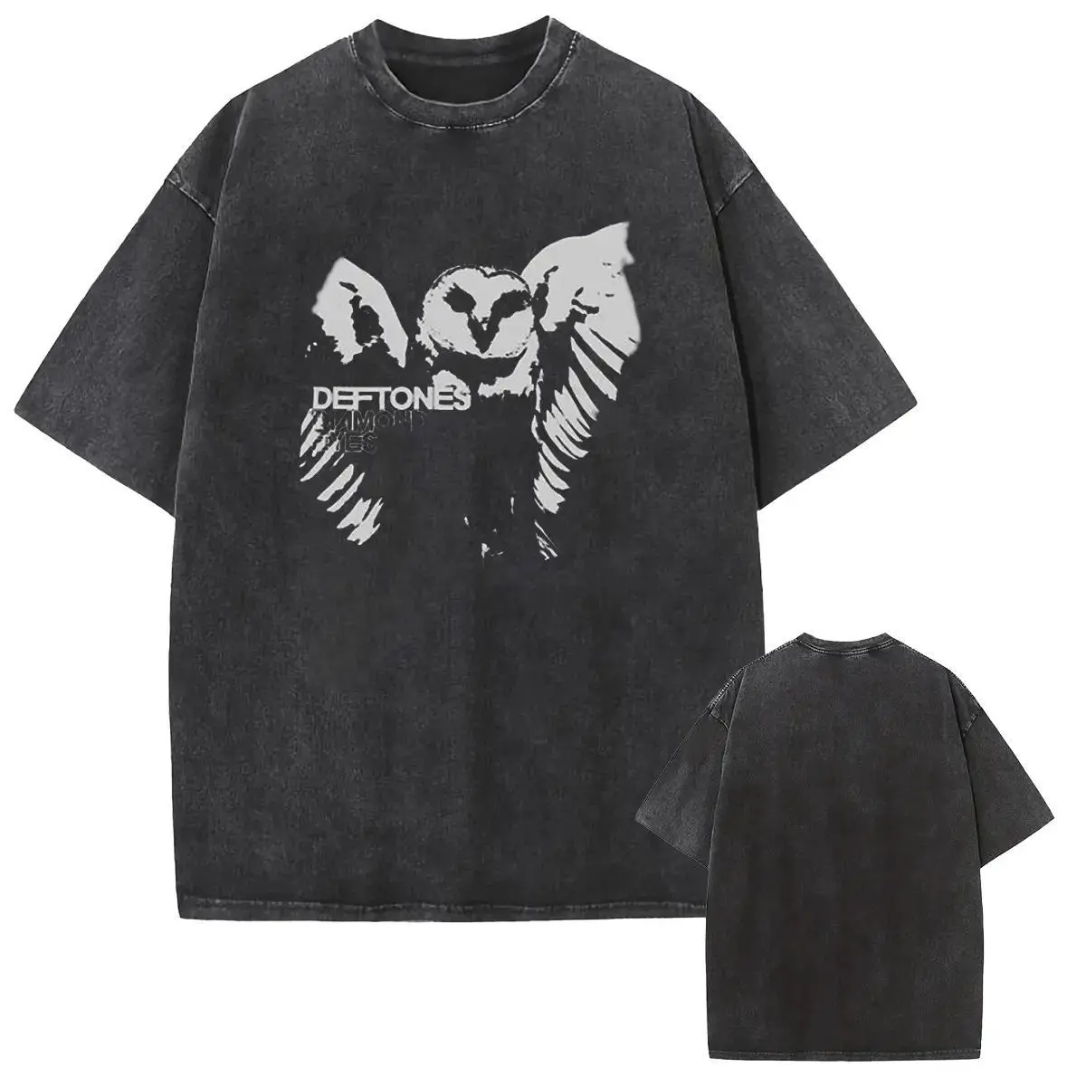 Men's Vintage Grunge Aesthetic Oversize Fit Graphic Print Pure Cotton Heavyweight Acid Wash Streetwear T-Shirt - Unisex Round Neck Short-Sleeve Casual Top for Outdoor Sport, Alt Style, Menswear, Breathable Fabric