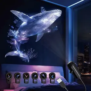 Portable LED Projection Atmosphere Lamp, 360 Degree Rotatable USB Powered Multi-Color Star Light, Bedroom Ceiling Decor, Wedding Proposal Lighting