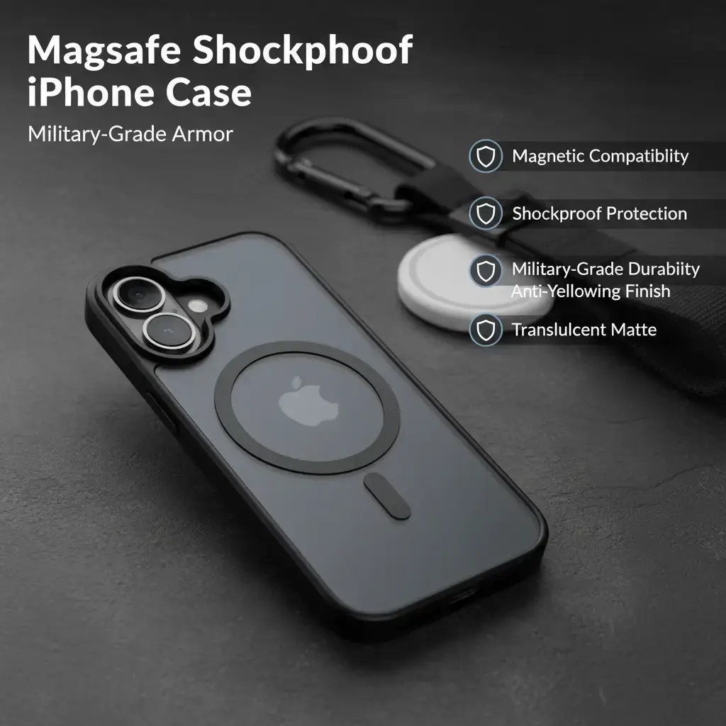 Magnetic Wireless Phone Case for iPhone 17/16/15/14/13/12 Pro Max Plus, MagSafe-Compatible Mobile Accessories, Shockproof Translucent Matte Cover, Military-Grade Drop Protection, Anti-Yellowing, Smartphone, Handheld