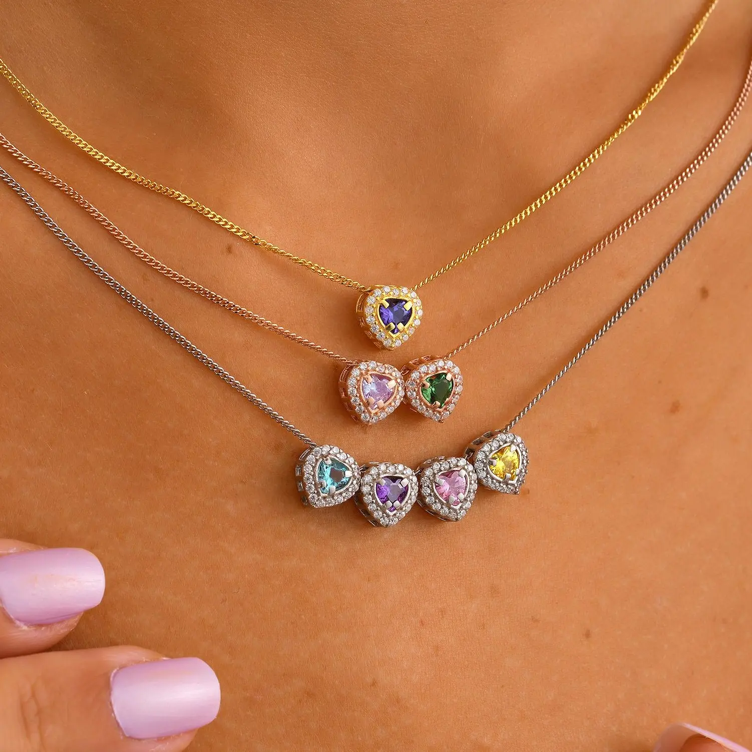 Heart Birthstone Necklace, Family Birthstone Necklace, Bubble Birthstone Pendant, Birthstone Keepsake Necklace, Multiple Birthstone Necklace, Birthstone Bridesmaid Necklace, Couple Birthstone Anniversary Necklace, Kids Birthstone Personalized Necklace