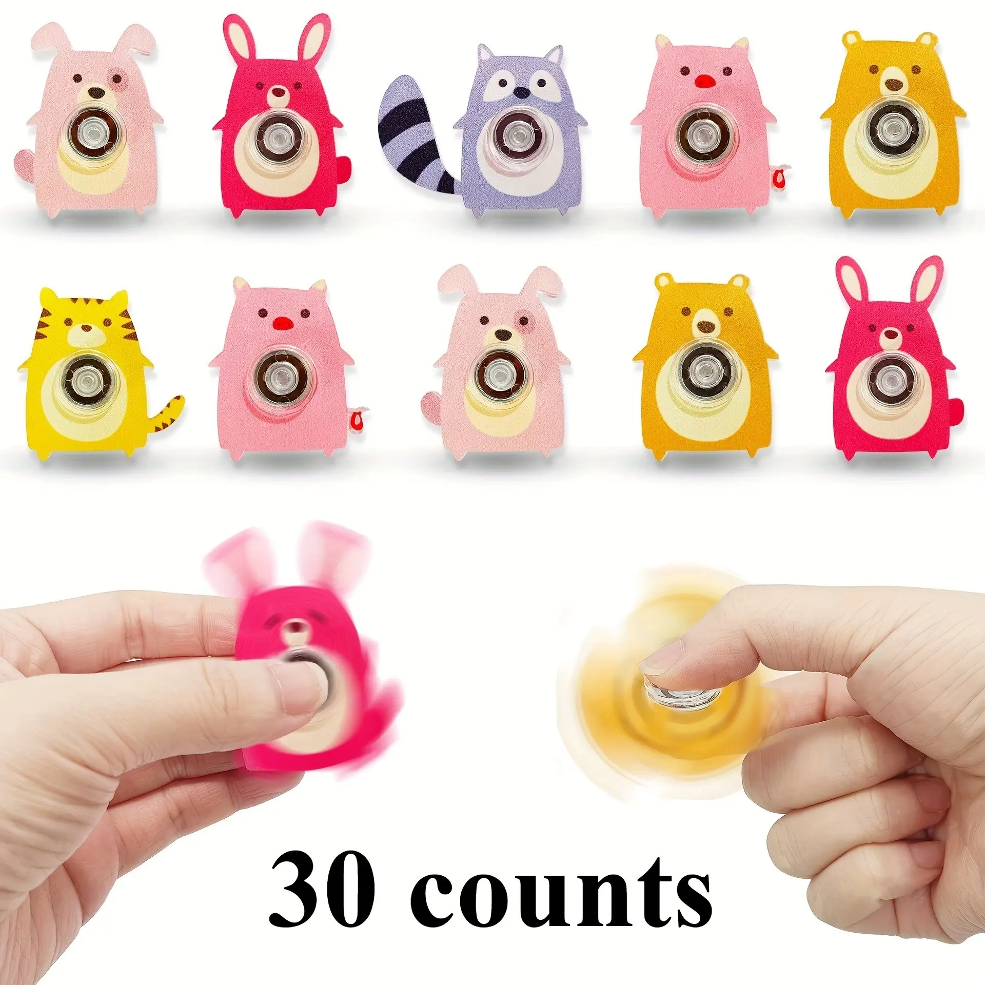 30 Random Mini Animal Fidget Spinners, Various Colors and Shapes, Perfect Gift for Boys and Girls, Classroom Rewards, Christmas and Halloween Gifts, Anxiety Fidgets, Stress Relief Fidgets, Lightweight Spinner
