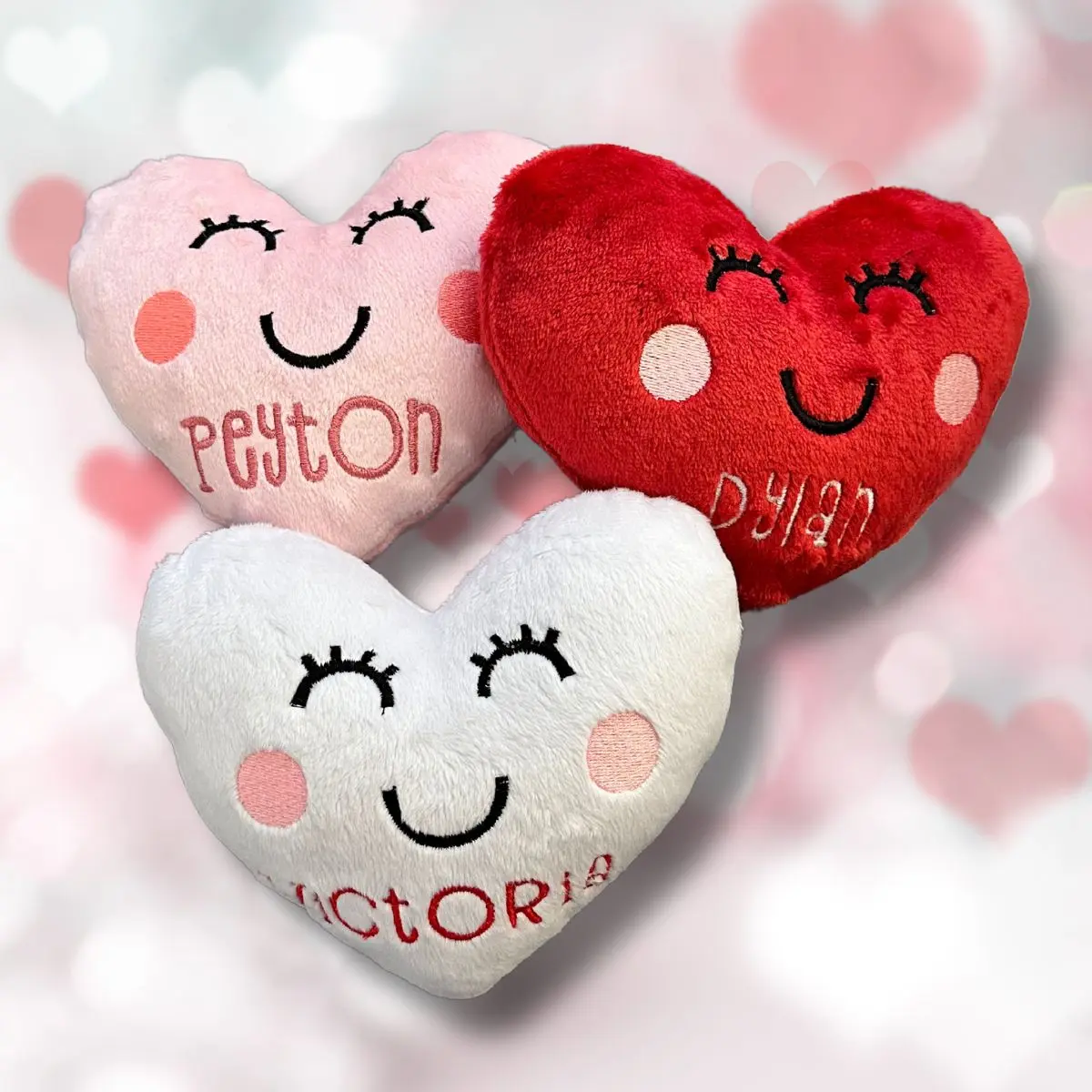 Personalized Non-Candy Plushie Heart| Red Heart|Pink Heart|White Heart| Add your name Valentines Day gift or treat