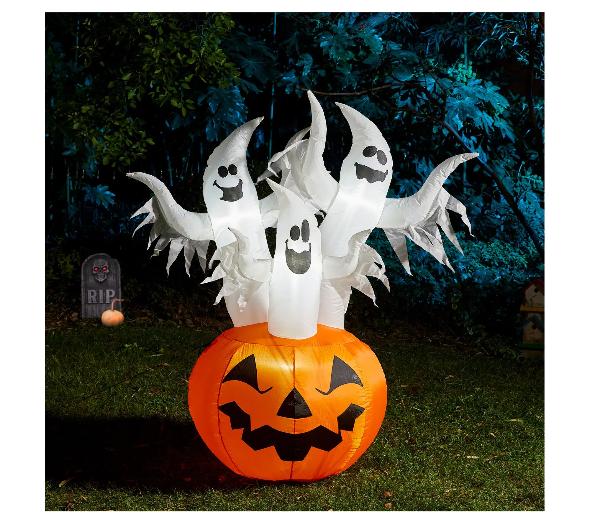Glitzhome 6FT Lighted Ghosts In Jack-O-LanternInflatable