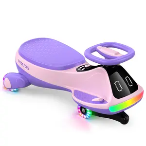 Umatoll 12V Electric Wiggle Car with Digital Display Screen, Pedal & RGBIC LED Lights, Ride on Toys, Bluetooth, Birthday Gifts