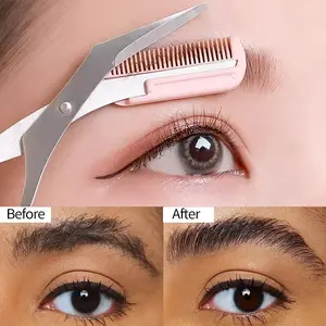 Eyebrow Trimming Scissors with Comb - Ambidextrous, hypoallergenic trimming tool for easy eyebrow shaping and grooming, facial hair removal makeup tool, grooming styling accessories