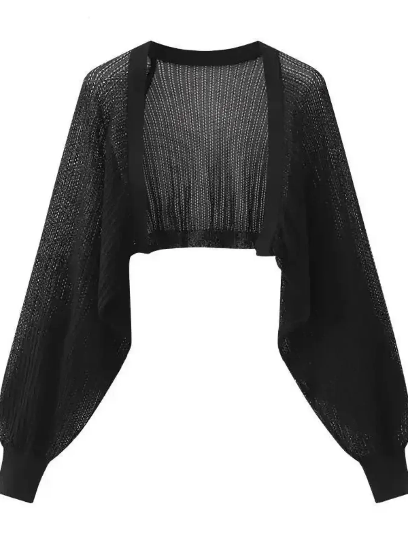 French Women Summer Ice Silk Knitted Cardigan Thin Sun Proof Jacket Casual Shawl Waistcoat Outerwear Blouse Outer Match Blouse, Women's Loose-Fit Long Sleeve Front Open Cardigan, Casual Plain Design, Spring & Fall Fashion,  Lightweight Sun Protection Top