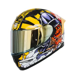 HAX Samurai Gold Motorcycle Helmet - DOT & ECE Certified, Aerodynamic Design, Multiple Ventilation, Dual Visors, Comfortable Liner, Emergency Padding Removal, SKU OB-SAMURAI-GLD