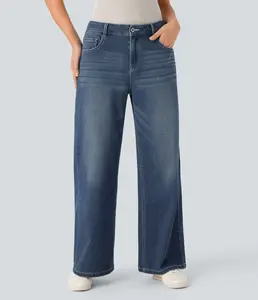 Halara Flex Low Rise Zipper Pockets Washed Baggy Wide Leg Casual Jeans#TikTokShopSpringGlowUp