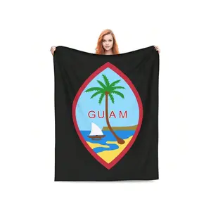Guam Seal Print Soft Flannel Fleece Blanket - All-Season, Warm & Cozy For Sofa, Bed, Camping, Travel | Perfect Gift For City Lovers-30*40in