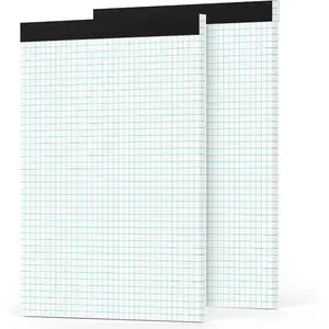 2Pack White Graph Paper Pad 4x4 Graph Ruled and Grid Paper Pad 8-1/2" x 11" Blueprint Quadrille Pad and Easy Tears Off and Grid Pad Notebook 30 Sheets One Pad
