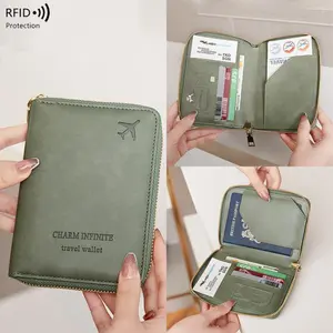 Unisex 2026 New RFID Blocking Passport Wallet - Zippered Short Travel Passport Holder, Multifunctional Document Storage Bag for Travel Use