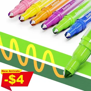 Zeallynx 6-Pack Magic Color-Changing Marker Pens, Triple-Tip Highlighters with 2 Color Tips & 1 Color-Shift Tip, Quick-Dry No-Bleed Ink, 3 Sets: Color-Shift, Erasable (Built-In Erase Tip) & Regular for Journaling, Planner, Drawing & Gifts