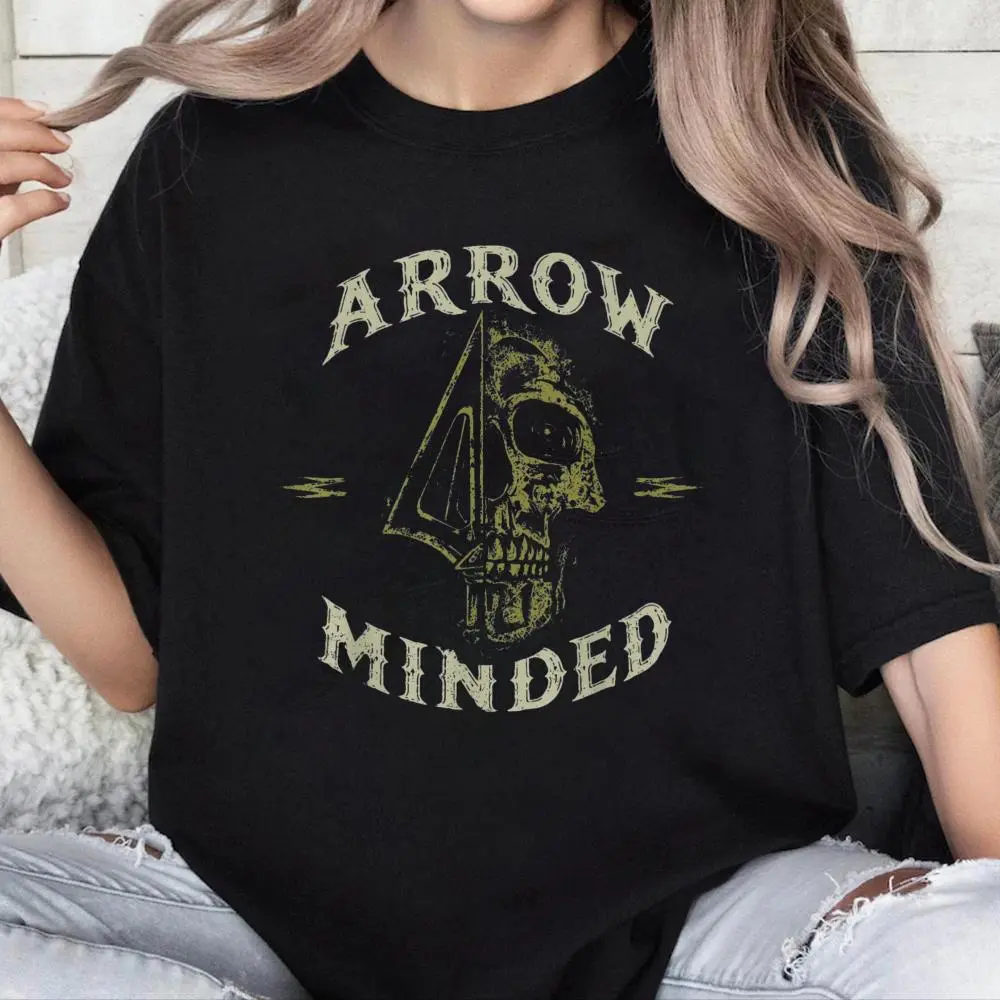 Arrow Minded Archery Bowhunting Skull Retro Broadhead Hunter T-Shirt