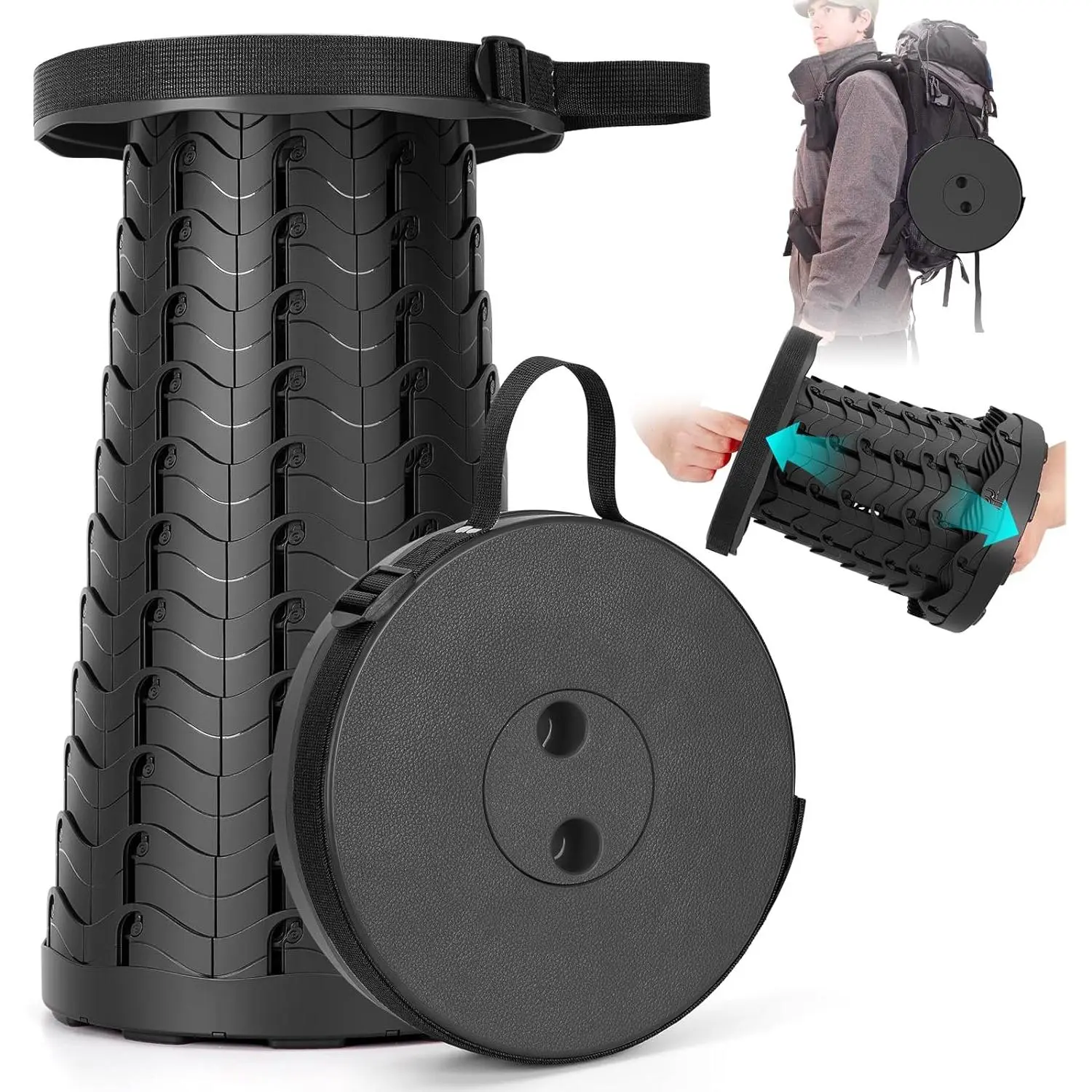 Collapsible Stool Folding Chair Upgraded Portable Chair with 400lbs Load Capacity Fish Scale Structure for Camping Fishing Hiking Gifts for Fisherman Black Stock Up On Specials Stockpile VALUE Pack TikTokShopBlackFriday Christmas Gift