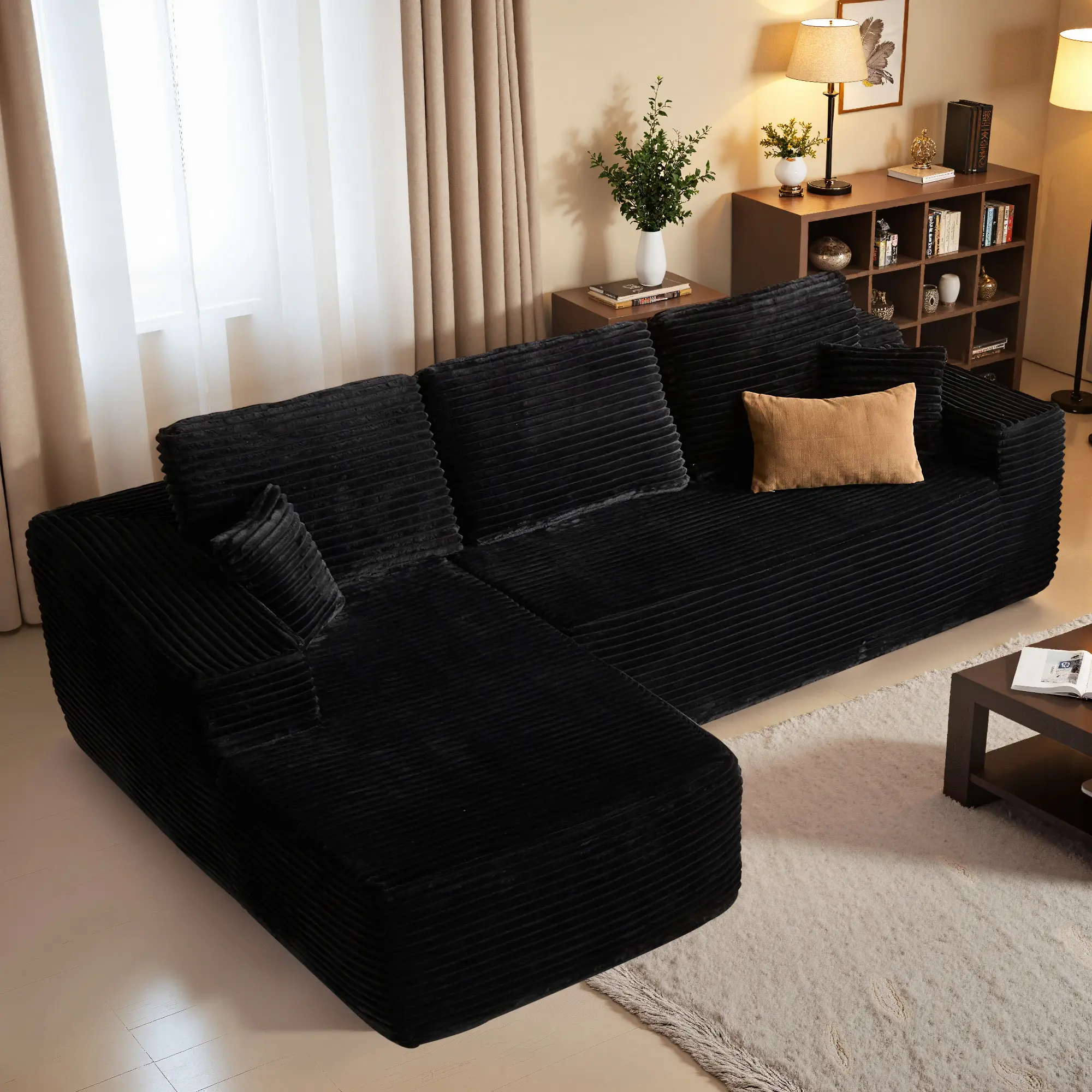 Boneless Modern 104" Cloud Sectional Couch with Cozy Chaise - Minimalist Design, Plush Cushions, Fully Assembled, Ideal for Living Rooms, Apartments & Lounges